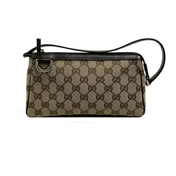Gucci Handbags - Gucci Accessory Pouch GG Canvas Leather Beige Brown